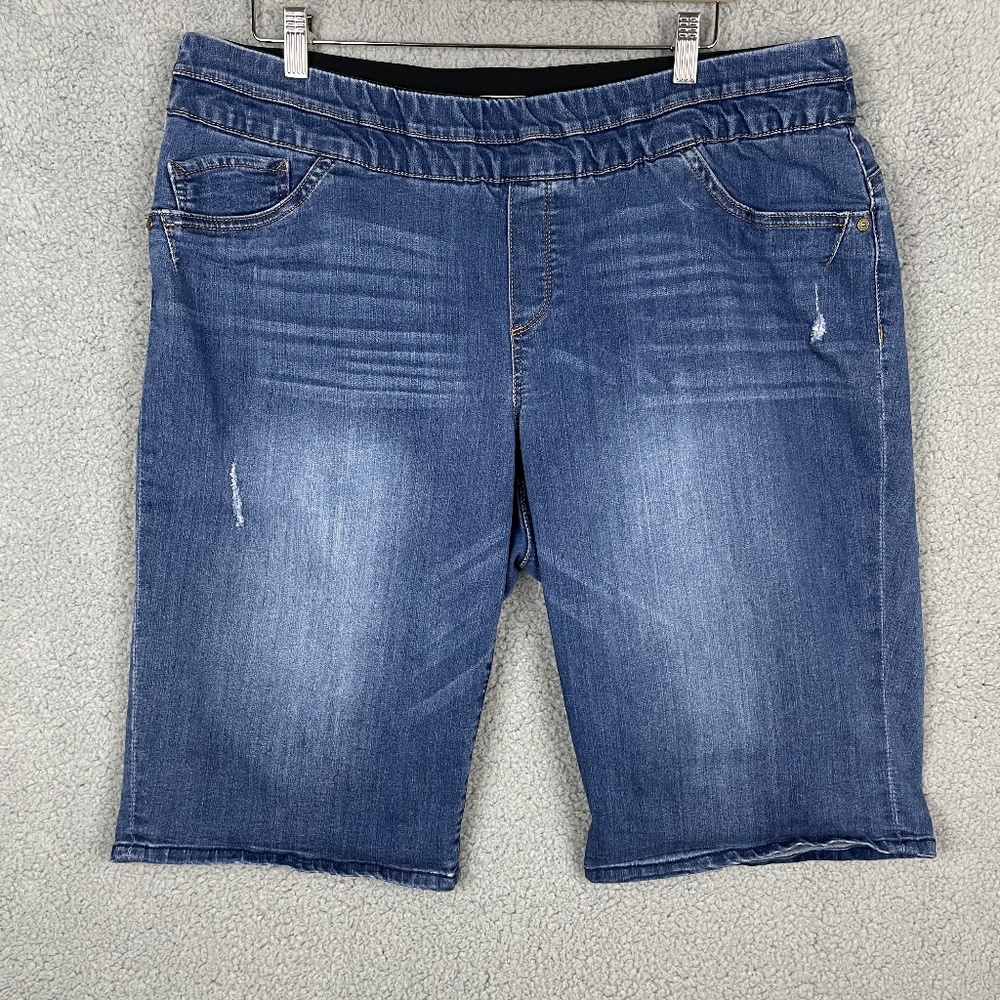 DEMOCRACY Shorts Womens Plus 20W Ab Technology Denim Elastic Waist Stretch